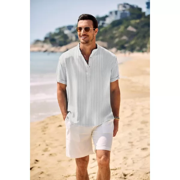 COOFANDY Men's Casual Henley Shirt Band Collar Short Sleeve Shirt Summer Beach Hippie T-Shirt