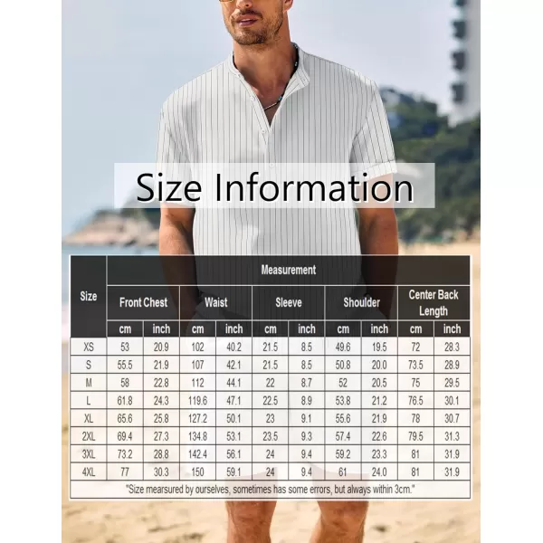 COOFANDY Men's Casual Henley Shirt Band Collar Short Sleeve Shirt Summer Beach Hippie T-Shirt