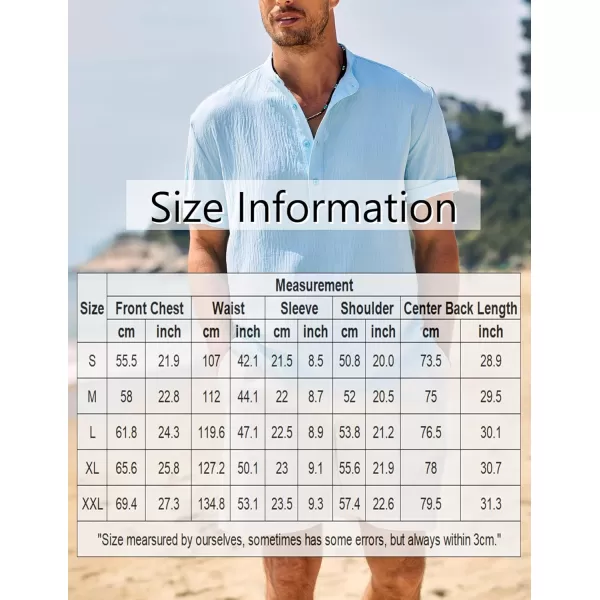 COOFANDY Men's Casual Henley Shirt Band Collar Short Sleeve Shirt Summer Beach Hippie T-Shirt