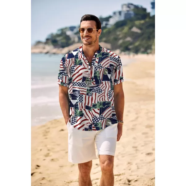 COOFANDY Men's Casual Henley Shirt Band Collar Short Sleeve Shirt Summer Beach Hippie T-Shirt