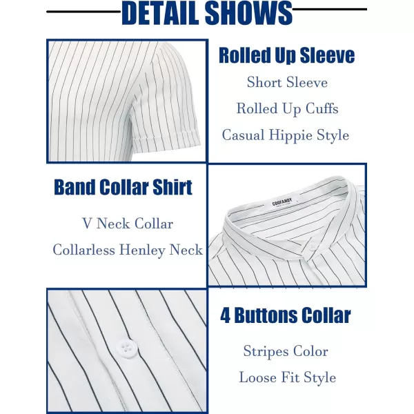 COOFANDY Men's Casual Henley Shirt Band Collar Short Sleeve Shirt Summer Beach Hippie T-Shirt