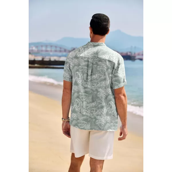 COOFANDY Men's Casual Henley Shirt Band Collar Short Sleeve Shirt Summer Beach Hippie T-Shirt