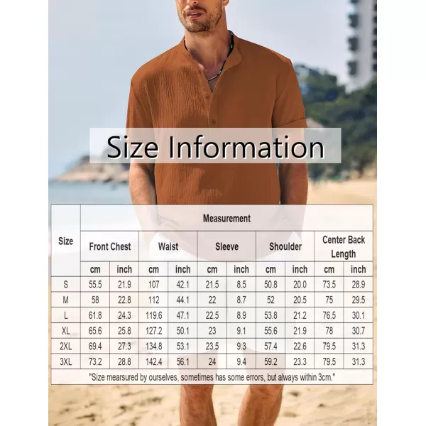 COOFANDY Men's Casual Henley Shirt Band Collar Short Sleeve Shirt Summer Beach Hippie T-Shirt