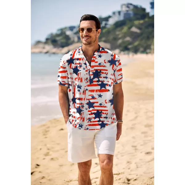 COOFANDY Men's Casual Henley Shirt Band Collar Short Sleeve Shirt Summer Beach Hippie T-Shirt