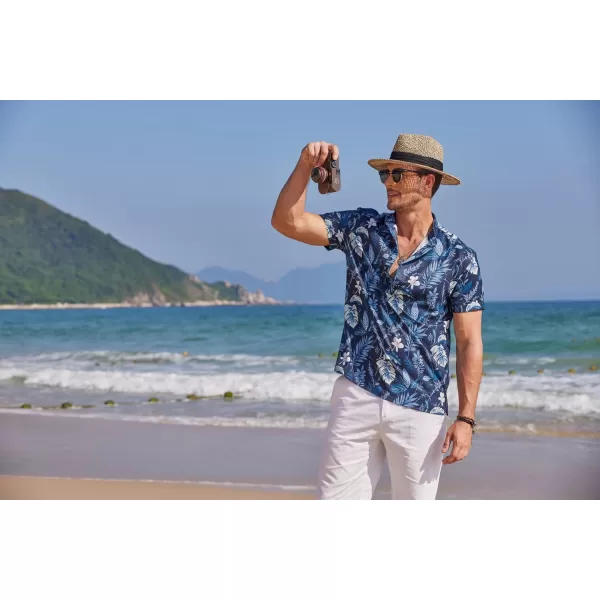 COOFANDY Men's Casual Henley Shirt Band Collar Short Sleeve Shirt Summer Beach Hippie T-Shirt