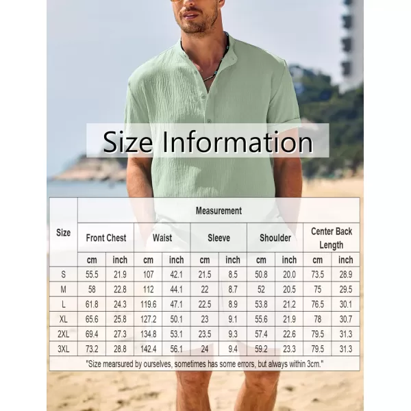 COOFANDY Men's Casual Henley Shirt Band Collar Short Sleeve Shirt Summer Beach Hippie T-Shirt