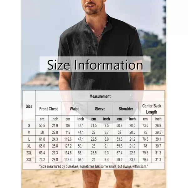 COOFANDY Men's Casual Henley Shirt Band Collar Short Sleeve Shirt Summer Beach Hippie T-Shirt
