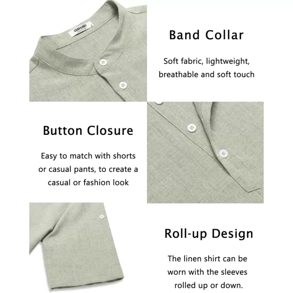 COOFANDY Men's Casual Henley Shirt Short Sleeve Band Collar Linen Shirt Summer Beach Hippie T-Shirts