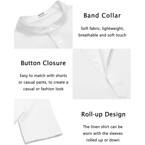COOFANDY Men's Casual Henley Shirt Short Sleeve Band Collar Linen Shirt Summer Beach Hippie T-Shirts