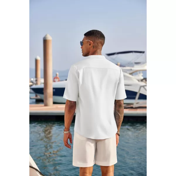 COOFANDY Men's Casual Henley Shirt Short Sleeve Band Collar Linen Shirt Summer Beach Hippie T-Shirts