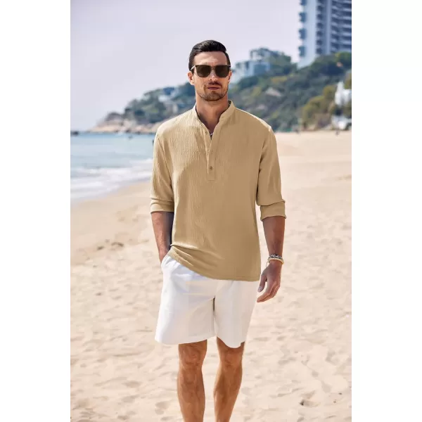 COOFANDY Men's Casual Henley Shirts Long Sleeve Hippie Beach T Shirts Yoga Summer Top