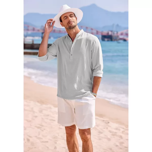COOFANDY Men's Casual Henley Shirts Long Sleeve Hippie Beach T Shirts Yoga Summer Top