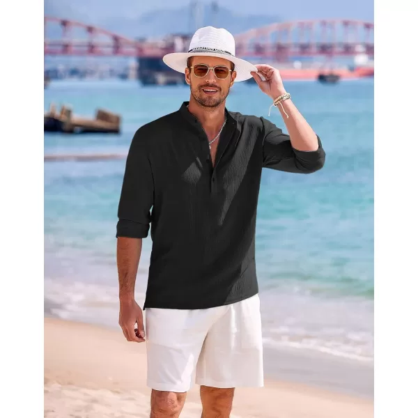 COOFANDY Men's Casual Henley Shirts Long Sleeve Hippie Beach T Shirts Yoga Summer Top