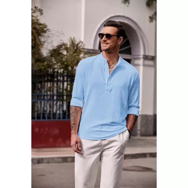 COOFANDY Men's Casual Henley Shirts Long Sleeve Hippie Beach T Shirts Yoga Summer Top