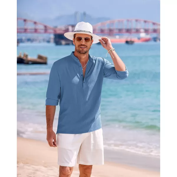 COOFANDY Men's Casual Henley Shirts Long Sleeve Hippie Beach T Shirts Yoga Summer Top