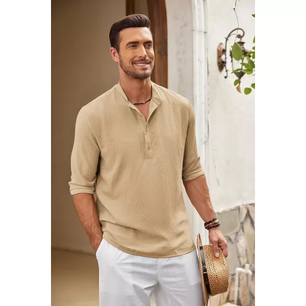 COOFANDY Men's Casual Henley Shirts Long Sleeve Hippie Beach T Shirts Yoga Summer Top