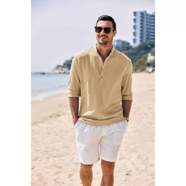 COOFANDY Men's Casual Henley Shirts Long Sleeve Hippie Beach T Shirts Yoga Summer Top