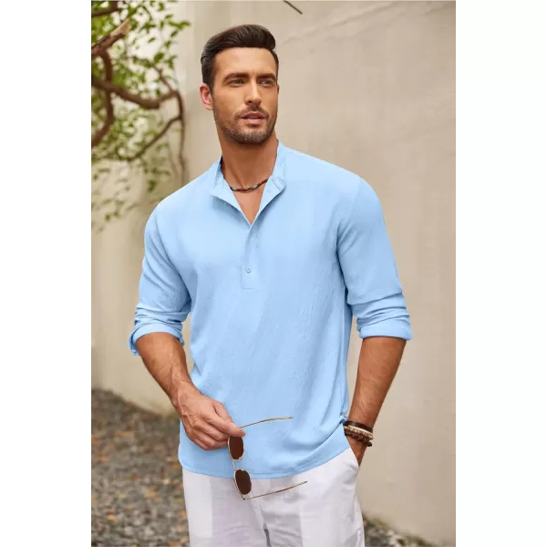 COOFANDY Men's Casual Henley Shirts Long Sleeve Hippie Beach T Shirts Yoga Summer Top
