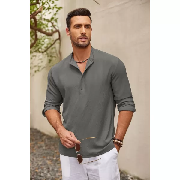 COOFANDY Men's Casual Henley Shirts Long Sleeve Hippie Beach T Shirts Yoga Summer Top