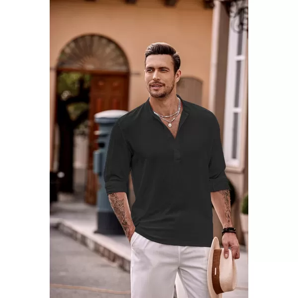 COOFANDY Men's Casual Henley Shirts Long Sleeve Hippie Beach T Shirts Yoga Summer Top