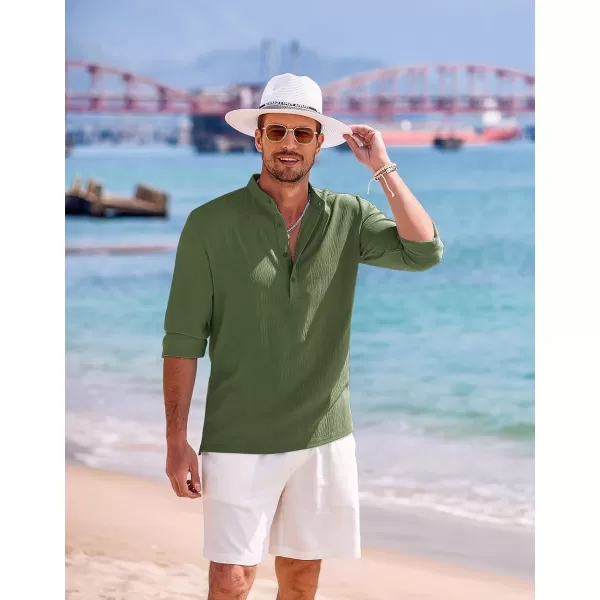 COOFANDY Men's Casual Henley Shirts Long Sleeve Hippie Beach T Shirts Yoga Summer Top