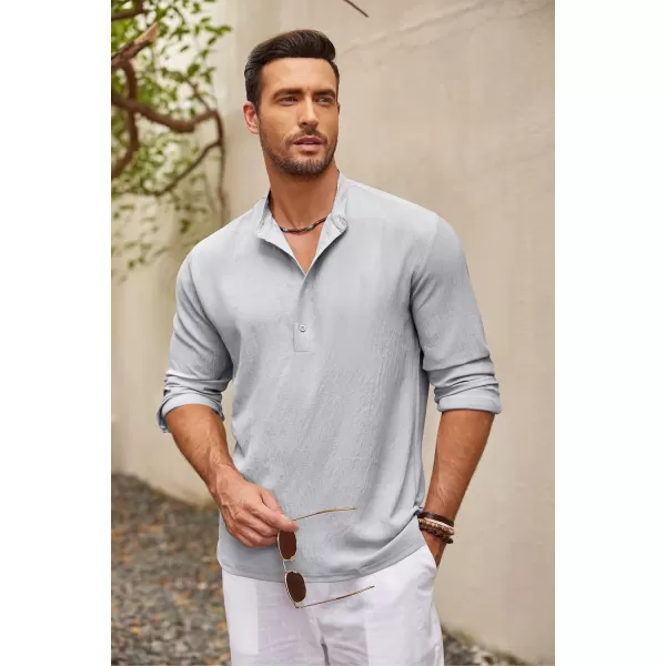 COOFANDY Men's Casual Henley Shirts Long Sleeve Hippie Beach T Shirts Yoga Summer Top