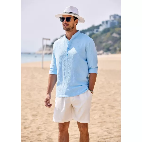 COOFANDY Men's Casual Henley Shirts Long Sleeve Hippie Beach T Shirts Yoga Summer Top