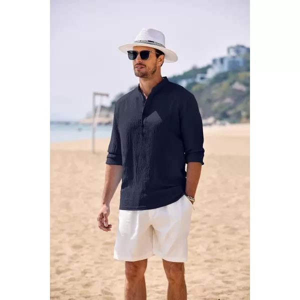 COOFANDY Men's Casual Henley Shirts Long Sleeve Hippie Beach T Shirts Yoga Summer Top