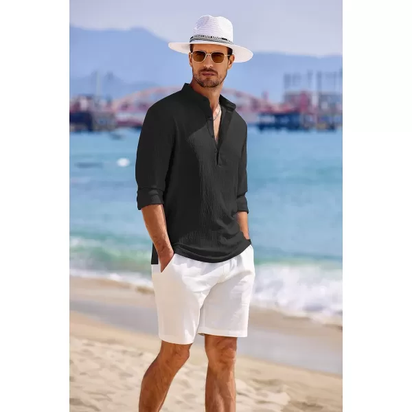 COOFANDY Men's Casual Henley Shirts Long Sleeve Hippie Beach T Shirts Yoga Summer Top