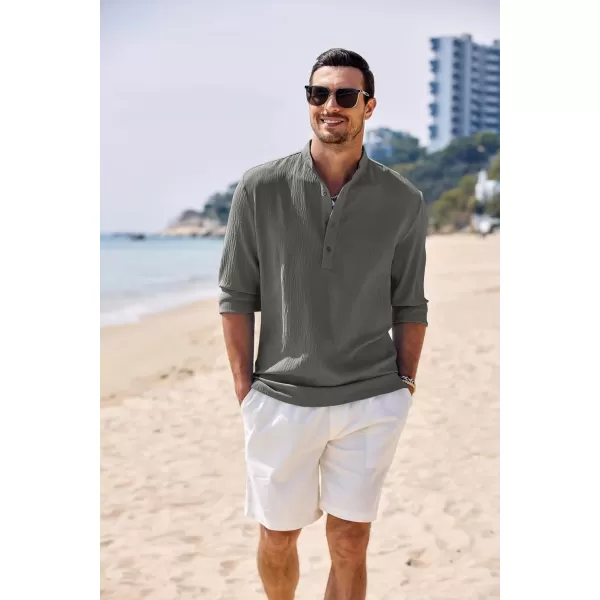 COOFANDY Men's Casual Henley Shirts Long Sleeve Hippie Beach T Shirts Yoga Summer Top