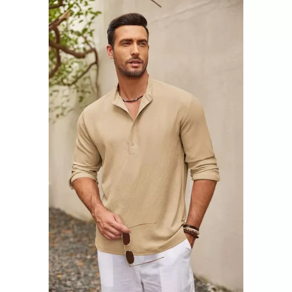 COOFANDY Men's Casual Henley Shirts Long Sleeve Hippie Beach T Shirts Yoga Summer Top