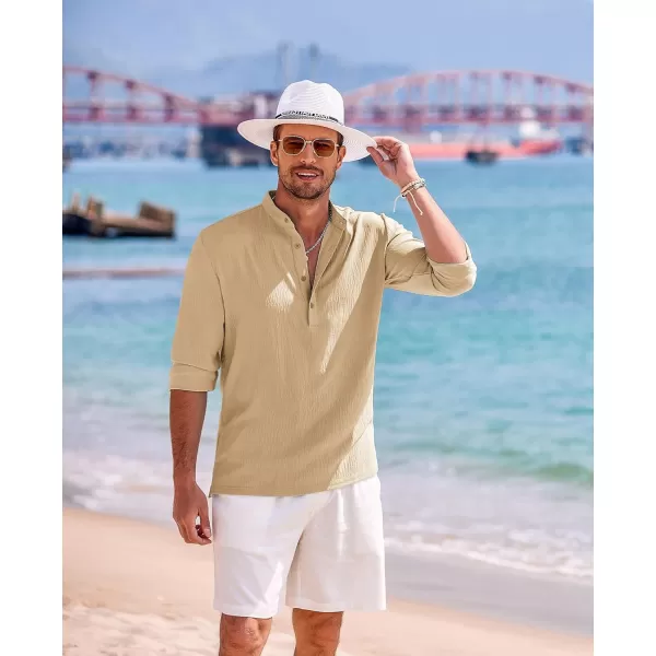 COOFANDY Men's Casual Henley Shirts Long Sleeve Hippie Beach T Shirts Yoga Summer Top