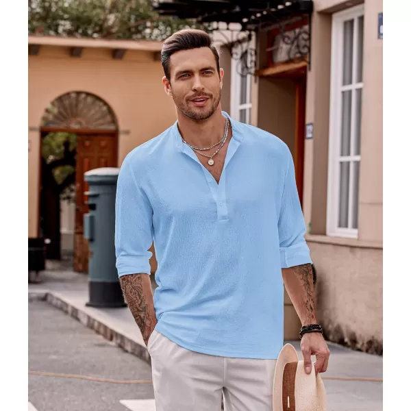 COOFANDY Men's Casual Henley Shirts Long Sleeve Hippie Beach T Shirts Yoga Summer Top