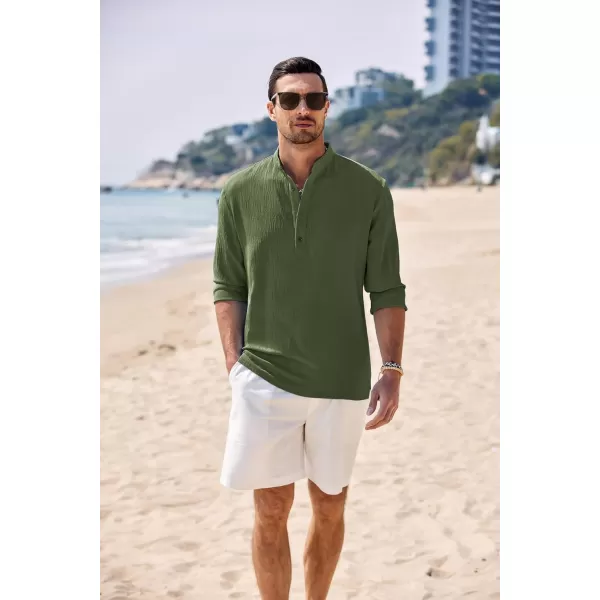 COOFANDY Men's Casual Henley Shirts Long Sleeve Hippie Beach T Shirts Yoga Summer Top