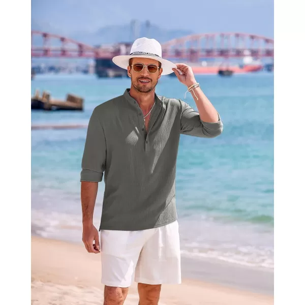 COOFANDY Men's Casual Henley Shirts Long Sleeve Hippie Beach T Shirts Yoga Summer Top