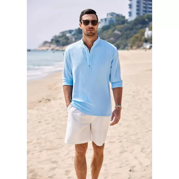 COOFANDY Men's Casual Henley Shirts Long Sleeve Hippie Beach T Shirts Yoga Summer Top