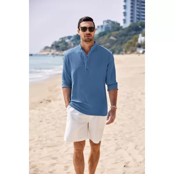 COOFANDY Men's Casual Henley Shirts Long Sleeve Hippie Beach T Shirts Yoga Summer Top
