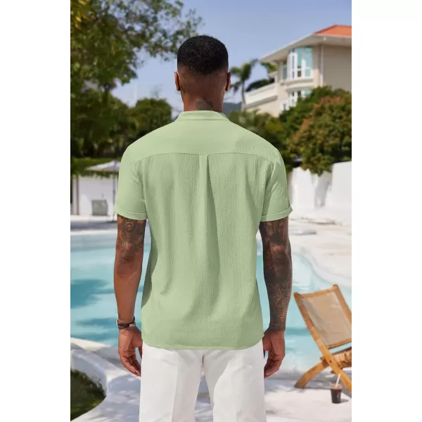 COOFANDY Men's Casual Henley Tee Shirt Band Collar Short Sleeve Summer Beach Hippie T Shirts