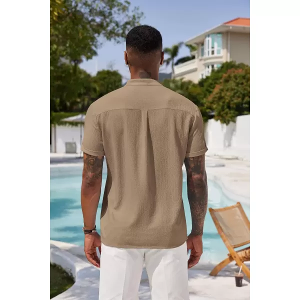 COOFANDY Men's Casual Henley Tee Shirt Band Collar Short Sleeve Summer Beach Hippie T Shirts