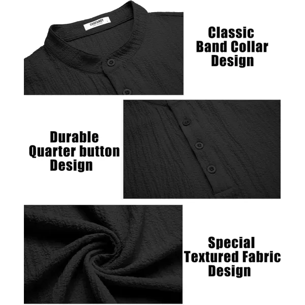 COOFANDY Men's Casual Henley Tee Shirt Band Collar Short Sleeve Summer Beach Hippie T Shirts