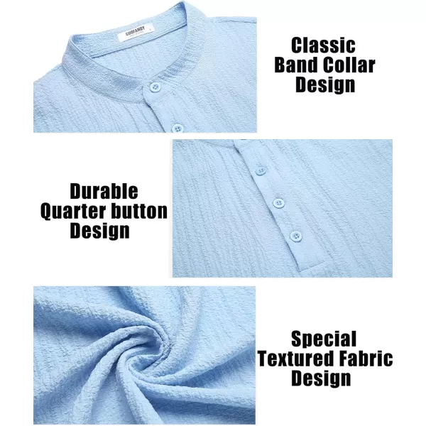 COOFANDY Men's Casual Henley Tee Shirt Band Collar Short Sleeve Summer Beach Hippie T Shirts