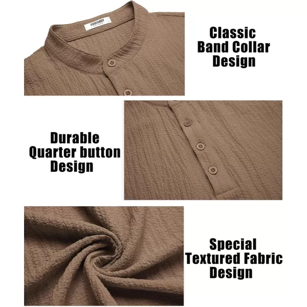 COOFANDY Men's Casual Henley Tee Shirt Band Collar Short Sleeve Summer Beach Hippie T Shirts
