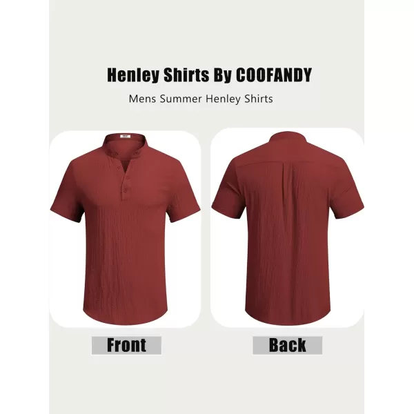 COOFANDY Men's Casual Henley Tee Shirt Band Collar Short Sleeve Summer Beach Hippie T Shirts