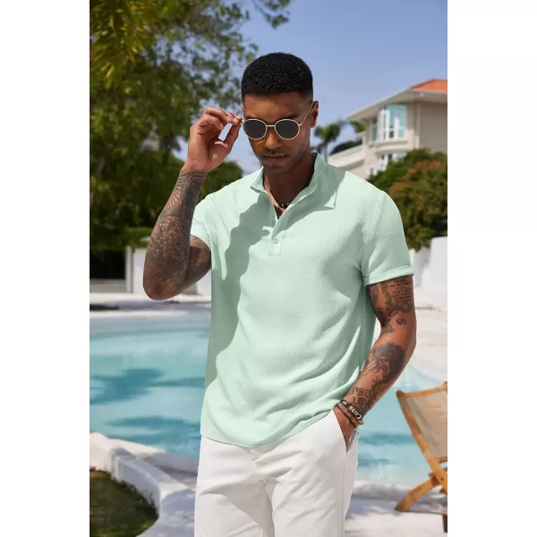 COOFANDY Men's Casual Henley Tee Shirt Band Collar Short Sleeve Summer Beach Hippie T Shirts