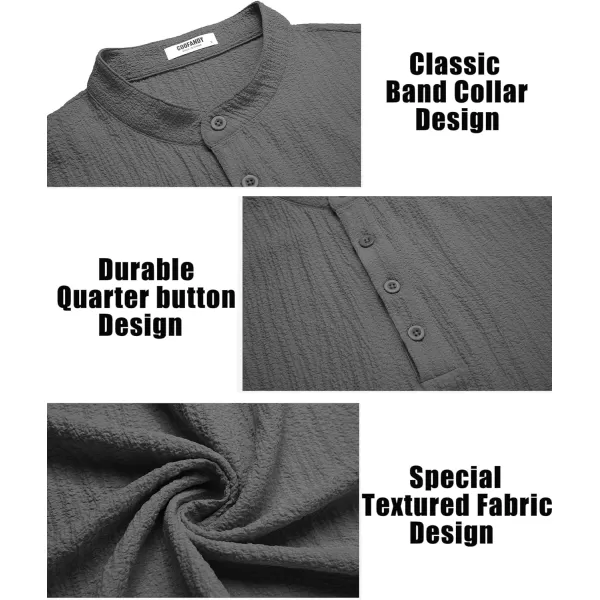 COOFANDY Men's Casual Henley Tee Shirt Band Collar Short Sleeve Summer Beach Hippie T Shirts