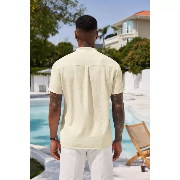 COOFANDY Men's Casual Henley Tee Shirt Band Collar Short Sleeve Summer Beach Hippie T Shirts