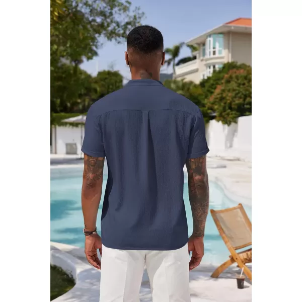 COOFANDY Men's Casual Henley Tee Shirt Band Collar Short Sleeve Summer Beach Hippie T Shirts