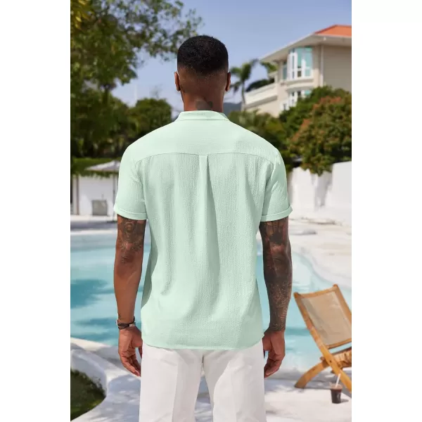 COOFANDY Men's Casual Henley Tee Shirt Band Collar Short Sleeve Summer Beach Hippie T Shirts