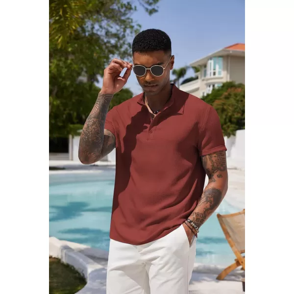 COOFANDY Men's Casual Henley Tee Shirt Band Collar Short Sleeve Summer Beach Hippie T Shirts