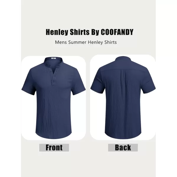 COOFANDY Men's Casual Henley Tee Shirt Band Collar Short Sleeve Summer Beach Hippie T Shirts